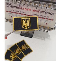 Шеврон Прапор України з гербом на липучці чорний з жовтим, виробництво шевронів