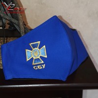 Захісна маска з емблемою Служби безпеки України (СБУ). Вишивка логотипів, пошиття масок під замовлення