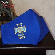 Захісна маска з емблемою Служби безпеки України (СБУ). Вишивка логотипів, пошиття масок під замовлення