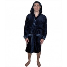 Халат мужской средней длинны, темно-синего цвета,  размеры S, M, L, XL, 2 XL, 3 XL, 4 XL