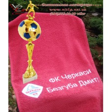 Рушник з логотипом спортивного клуба, машинна вишивка під замовлення